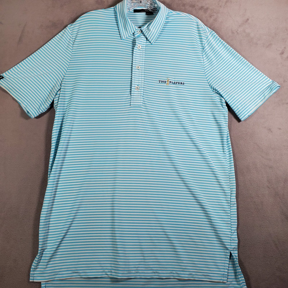 Ralph Lauren RLX Golf Polo Shirt Mens M‎ Blue Stripe The Players TPC Sawgrass